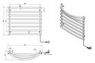 Egyenes radiátor, AQUALINE elektromos törölközőszárító radiátor, 570x465mm, 72W, ezüst SU210A