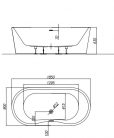 Kád, Kolpa San 593790 Comodo-FS 185×90 térbenálló kád, fekete/fehér