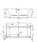 Kád, Kolpa San 513460 Elektra-SP 185x85 falhoz állítható fürdőkád